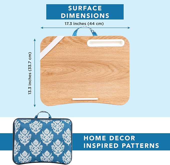 LAPGEAR Designer Lap Desk – Floral Block Print, Fits 15.6” Laptops