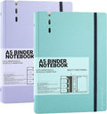 CAGIE 2 Pack A5 Binder 6 Ring Refillable Notebook, Dividers & Pockets | Daily Planning Square Ruled and Dotted Pages, 6.89 x 9.25 In, Refill Paper Included (Purple & Blue, A5 Daily & Dot Page)