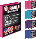 Samsill Durable 1 inch 3 Ring Binder, D Ring Binder, 100% Recycled Chipboard, Fashion Assortment, 12 Pack