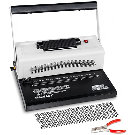 Spiral Coil Binding Machine with 46 Fully Disengaging Pins - 4:1 Pitch - Electric Coil Inserter - Adjustable Side Margin, Comes with Free 1 Box Coil Spines & Plier, 20 Sheet Punch Capacity