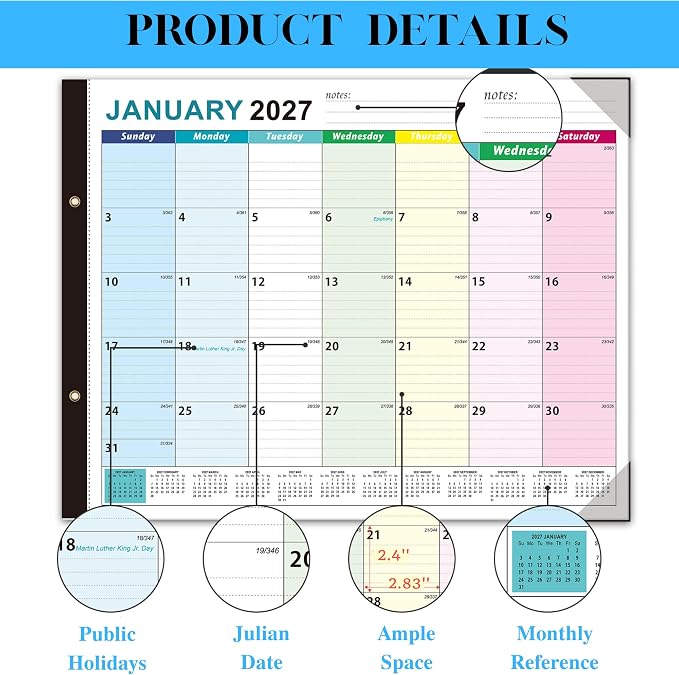 Desk Calendar 2027-2028, Large Desk Calendar 22 x 17, 18 Months | Desktop Blotter Calendar from Jan 2027 to Jun 2028, Monthly Wall Calendar for Office School Home