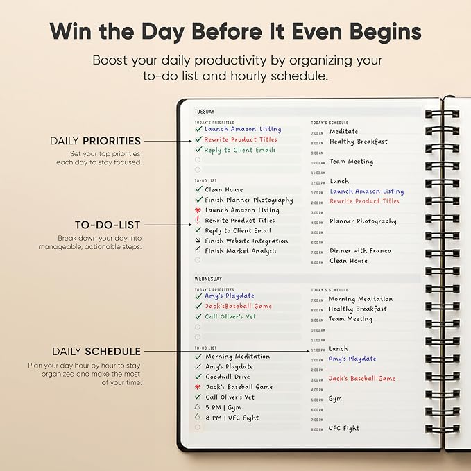 2026 Planner. 8.5" x 11" Spiral-Bound Weekly, Monthly and Daily Planner - Organize All 52 Weeks - Increase Productivity and Get Organized - Productivity Store (Black)