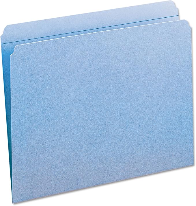 Smead File Folder, Reinforced Straight-Cut Tab, Letter Size, Blue, 100 per Box (12010)