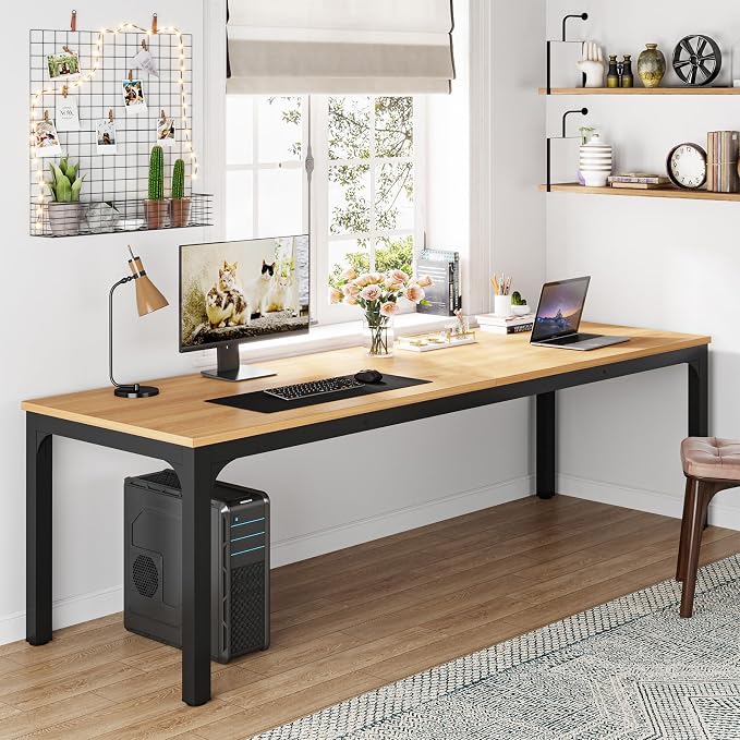 LITTLE TREE 78.7 Inches Extra Long Two Person Office Desk,Double Workstation for Home Office
