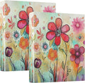 Flowers Round Ring Binders 1.5 Inch Cute 3 Ring Clipboard Binder for Office School Work Supplies Document 200 Sheet Capacity Easy Open 2 Pieces
