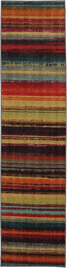 Mohawk Home Boho Stripe 2' x 8' Area Rug - Multicolor - Perfect for Living Room, Dining Room, Office
