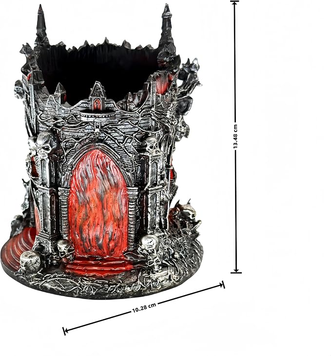 LOOYAR Gothic Inferno Castle Resin Pen Holder for Office & Home Decor | Gothic inferno castle design Premium resin with fine details Holds pens or makeup tools Works For desk vanity aquarium decor