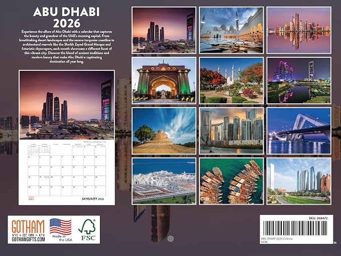 Abu Dhabi Calendar 2026 Monthly Wall Gifts Calender 12 Month | American Made In The USA