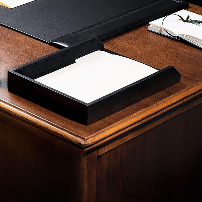 Dacasso Black Bonded Leather Luxury 3 Piece Desk Set - Blotter Pad & Desk Mat Organization Essentials - Executive Decor and Surface Protector