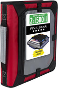 Five Star Zipper Binder 2 Inch O-Rings Case Organiser with Expansion Panel and 5-Tab Expanding File Folder, 580 Sheet Capacity, Crimson Fade (290520K)