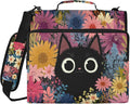 Cute Cat Zipper Binder File Organizer Bag 3 D-Ring | with Shoulder Strap, Holds 500 Sheets & 14in Laptop, 3 Ring Binder for Office Supplies