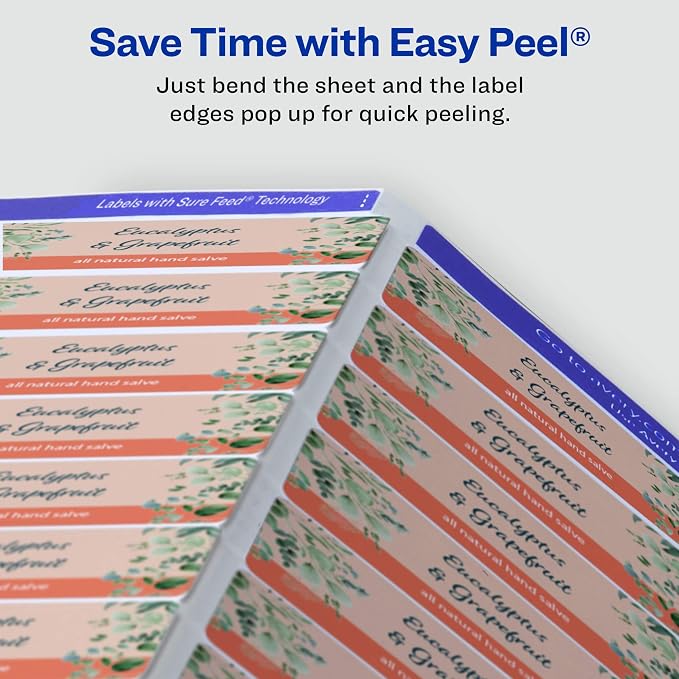 Avery® Matte White Rectangle Labels, Sure Feed® Technology, 1" x 1.5", 800 Matte White Printable Labels