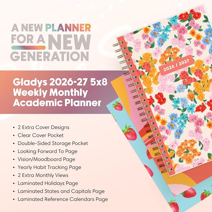 Blue Sky Gen Z 2026-2027 Weekly & Monthly Academic Planner, 5"x8", Gladys