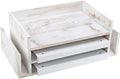 MyGift 3-Tier Desk Organizer & File Tray, Wood Letter Holder for Office, Farmhouse White Wood Desktop Document Organizer with Paper Storage