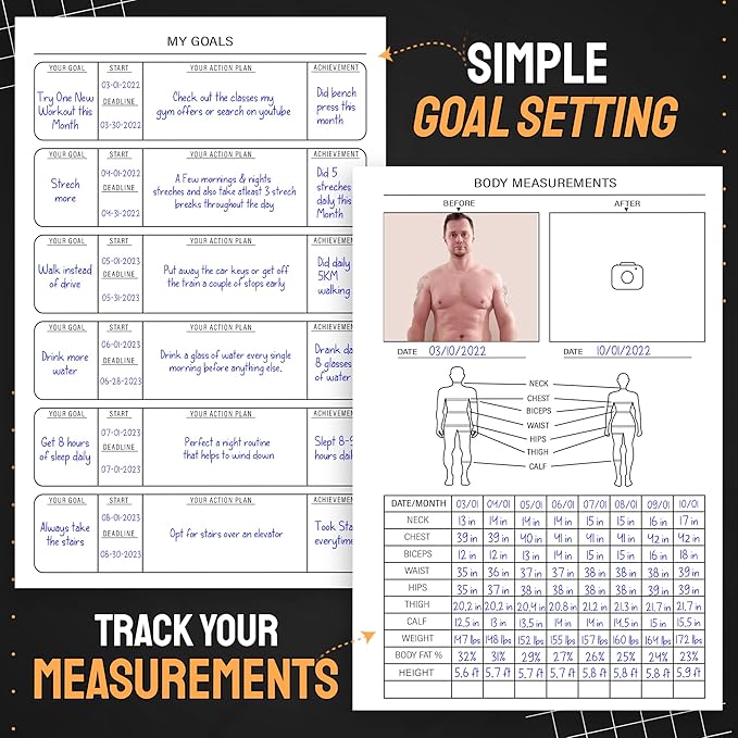 Nextnoid Hardcover Fitness Planner Workout Journal for Women & Men - Undated A5 Sturdy Fitness Log Book to Track Gym & Home Workouts - Pink Separately Packaged 2 Pieces