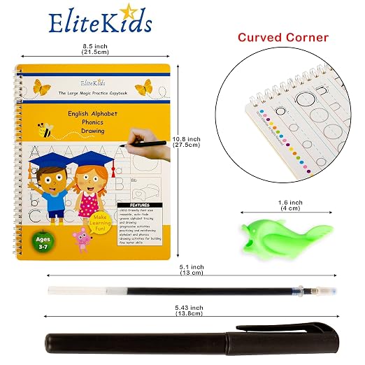 Teacher Designed Large Reusable Practice Workbook for Kids. Groove Letter Tracing Alphabet Book, Phonics and Handwriting Book. Pre K and Kindergarten Workbook