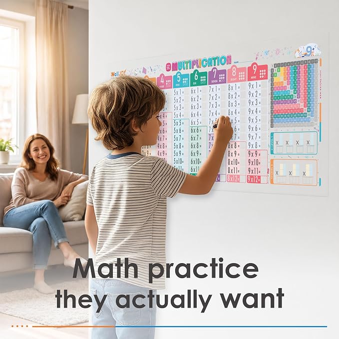 Large Dry Erase Multiplication Chart, 39.4x16 in Times Table Chart