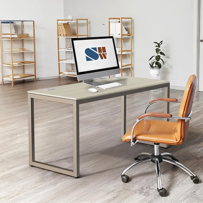 SHW 55-Inch Commercial-Grade Office Computer Desk, Maple | 10-Year Limited Warranty