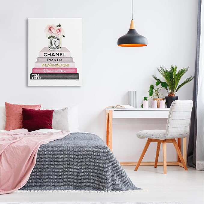 Stupell Industries Book Stack Fashion Candle, 30 x 40 Inch Canvas Wall Art | Stupell Industries · By Amanda Greenwood · Graphic art still life charm · Ready to hang · Made in USA