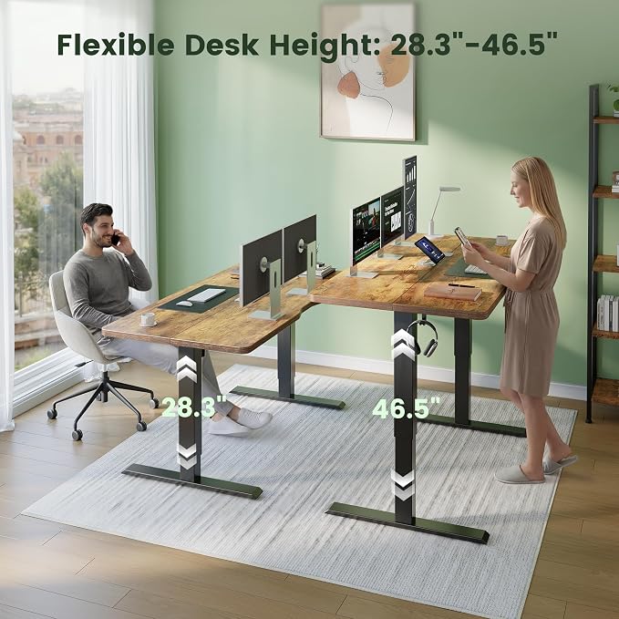 CubiCubi 55 x 24 Electric Height Adjustable Standing Desk, Rustic Brown | Sit to Stand, Computer Workstations, Home Office Desk, Advanced Motor, Next-Gen Frame, 176 lbs Capacity, Smart Lift System