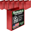 Samsill Durable 4 Inch Binder, Locking D Ring Binder, Customizable Clear View Cover, Red, 6-Pack, Holds 775 Pages