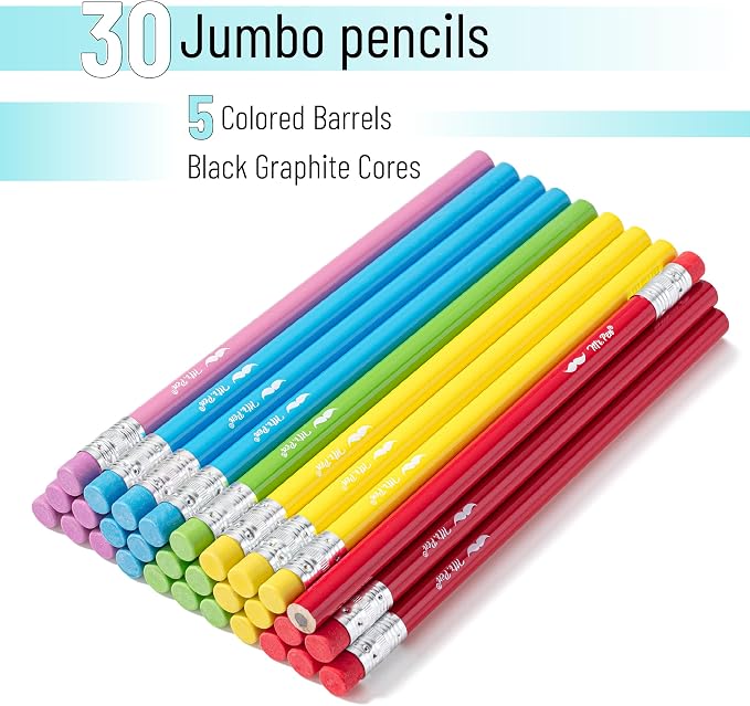 Mr. Pen- Jumbo Pencils, 30 Pack, Colorful Barrels