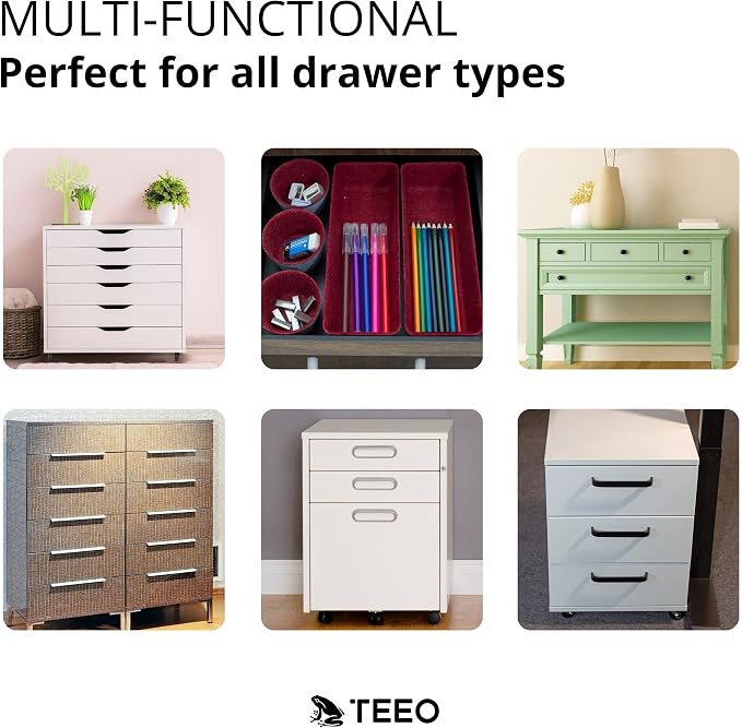 Teeo - Desk Tray Organizer - Makeup Organizer Drawers Storage - Home Office Cosmetic Bins Dividers Box Closet Compartment - Pack of 7, Burgundy