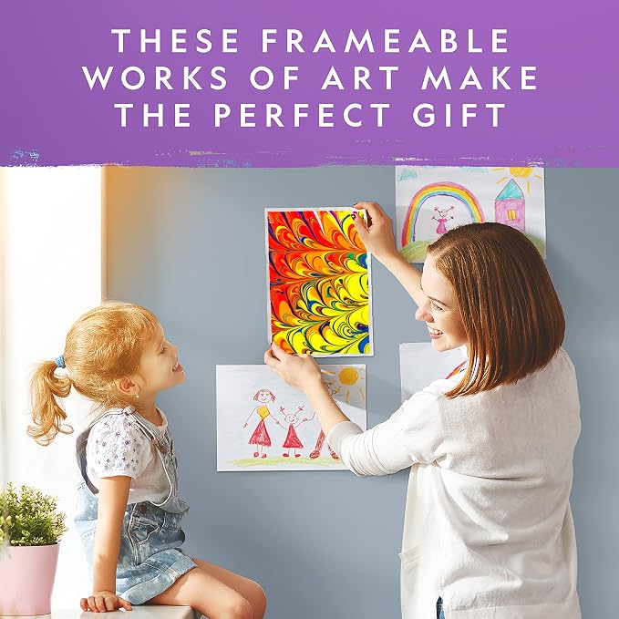 National Geographic Marbling Paint Craft Kit to Create Marble Art for Kids | Create 12 Sheets of Marble Art, Paints and Water Technique, Colorful Designs, Creative Painting Activity, Birthday Gift