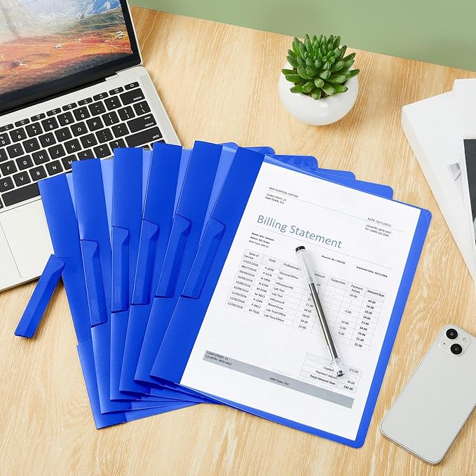 Maitys 50 Pack Durable Clear Report Covers with Clip 11 x 9 Inch Resume Portfolio Folder Letter Size Presentation Folder Transparent Front Report Blinder Interview School Business Student (Blue)