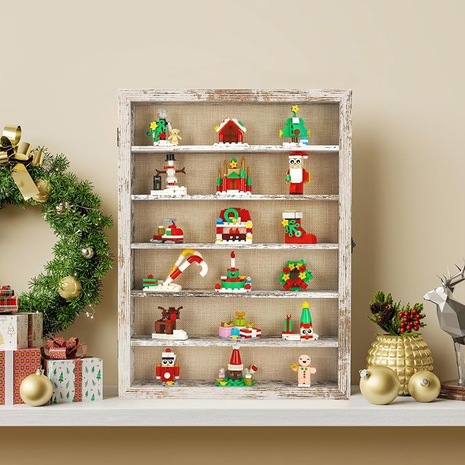 FramePro Shadow Box Frame Display Case 12x16 with Removable Shelves, Deep Memory Box Trinket Knick Knack Shelf Cabinet for Collector, Keepsake Coins Military Medals Wedding Flowers White