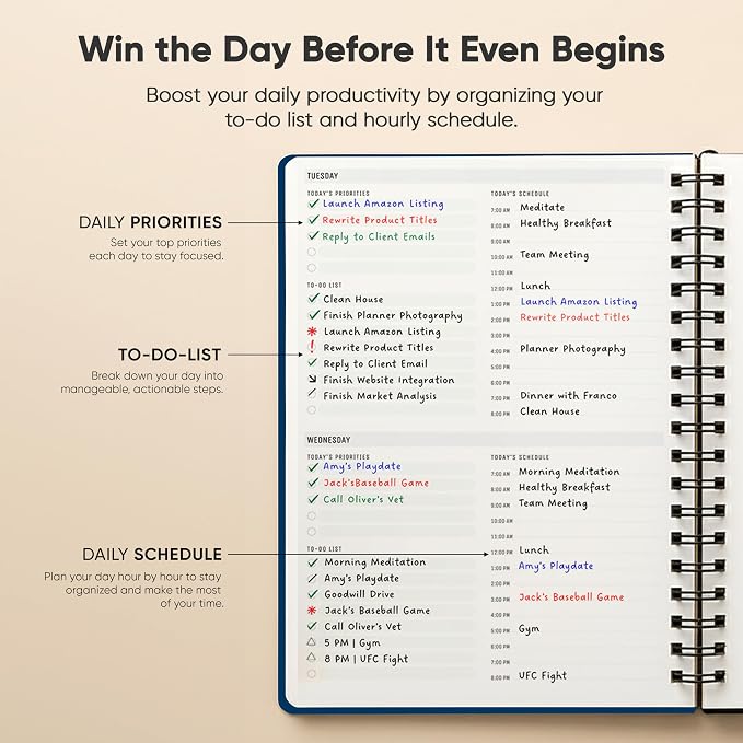 2026 Planner. 8.5" x 11" Spiral-Bound Weekly, Monthly and Daily Planner - Organize All 52 Weeks - Increase Productivity and Get Organized - Productivity Store (Navy)