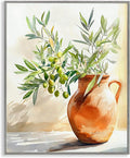'Olive Branch in Terracotta Vase'| Framed Giclee Art | Stupell Industries | Gray, 24 x 30 Inches, Easy to Hang and Sturdy, Made in USA, by LSR Design Studio