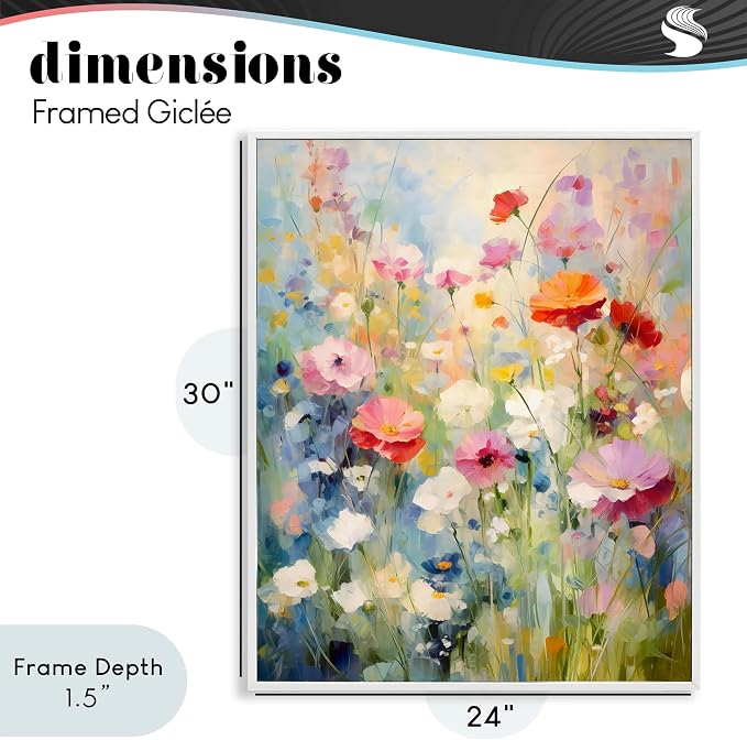 'Wildflower Breeze Impression'| Framed Giclee Art | Stupell Industries | White, 24 x 30 Inches, Easy to Hang and Sturdy, Made in USA, by Creative Studio