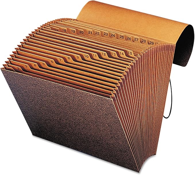 Smead TUFF Expanding File, 31 Pockets, Daily (1-31), Flap and Cord Closure, Letter Size, Redrope (70367)