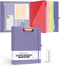 Ospelelf 1 Inch 3 Ring Binder with Dividers and Zipper Pouch, 5 Plastic Folders with 10 Pockets, Linen Hardcover Clipboards with Storage for Letter Size (8.5" x 11"), Purple School Binder