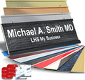 Custom Name Plate for Doors, with Choice of Mounting Holders for Walls, Doors, Cubicles, Hanging and More - Personalized Carbon Ash Plastic White Letters - USA Made 2x6 - N1