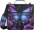 MNSRUU 3 Ring Binder Bag, 2 Inch D-Rings Easily Organizes 1 Inch Fits Letter Sized Paper, Butterfly Rose Large 3 Hole Zipper Binder Organizer for School Office Supplies