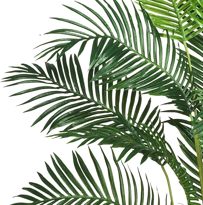 Nearly Natural 7 ft Artificial Paradise Palm Tree with Nursery Pot | 21 Feathery Fronds, Realistic Fake Leaves, Includes Black Nursery Planter, Stately Decor for Indoor Home or Office spaces