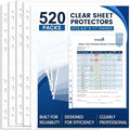 520 Pack Clear Sheet Protectors 8.5 x 11 Inch Easy-Open, Transparent Plastic Page Sleeves for 3-Ring Binders, Bulk Pack for Business, Office, School & Classroom Use - Durable & Smooth
