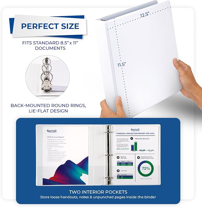 Samsill Economy 2 Inch 3 Ring Binder Bulk Pallet, Round Ring Binder, Customizable Clear View Cover, White, Pallet of 432 Binders in 36 Cartons