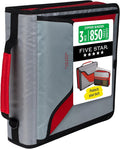 Five Star Zipper Binder, 3-Inch D-Ring Case Binder, 850-Sheet Capacity, Multiple Pockets, Front 5-Tab Expanding File, Removable Padded Case and Shoulder Strap, Crimson Fade (292960K)