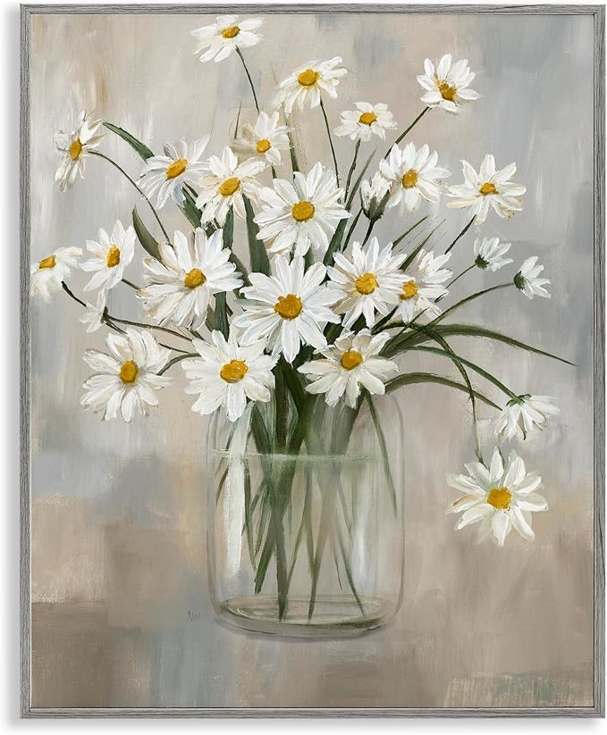 'Potted Daisy Bloom Bouquet'| Framed Giclee Art | Stupell Industries | Gray, 16 x 20 Inches, Easy to Hang and Sturdy, Made in USA, by Nan