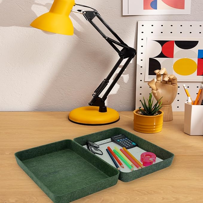 2pc Office desk drawer organizer tray letter-size file Forest Green