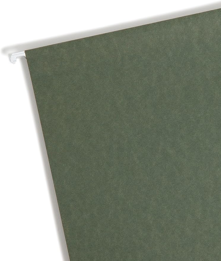 Smead Supplies Extra Capacity Hanging File Folders, 25 Reinforced Hang Folders, Heavy Duty 3 Inch Expansion, Designed for Bulky Files and Charts, Letter Size, Standard Green, 25 Pack (64279)