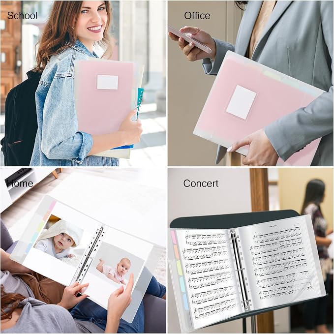 80-Pocket Clear Binder with Plastic Sleeves for Letter/A4 Size | Document Binder Organizer for Papers, Certificates and Artwork, Macaron PP Divider Pages for Presentation