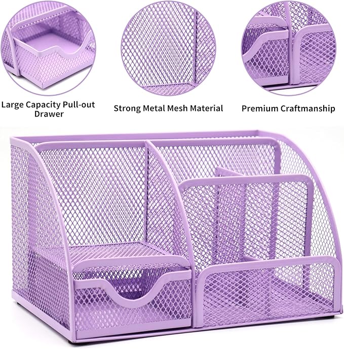 Purple Desk Organizers and Accessories,12Pcs Pink School Supplies for Girl | Office Supplies for Women Coworkers Students, Include Stapler, Pen Holder, Tape Holder, Scissors, Ruler, Staple Remover