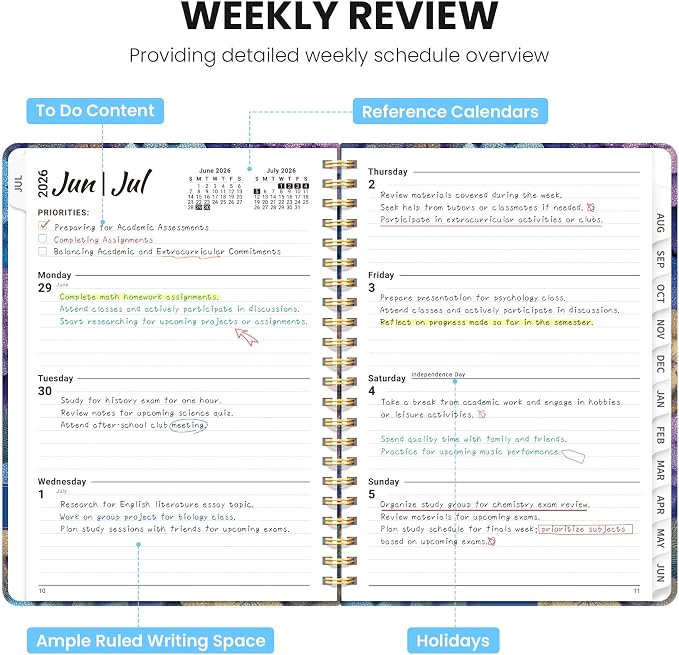 ZOTIA Planner 2026-2027, Jul 2026-Jun 2027 Weekly & Monthly Calendar