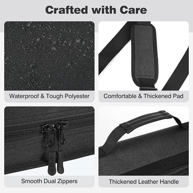 MoKo Zipper Binder, 3-Inch 3-Ring, 600 Sheets, 6-Tab File Folders, Black | Waterproof 900D polyester with six dividers, multiple pockets, a handle and adjustable shoulder strap.