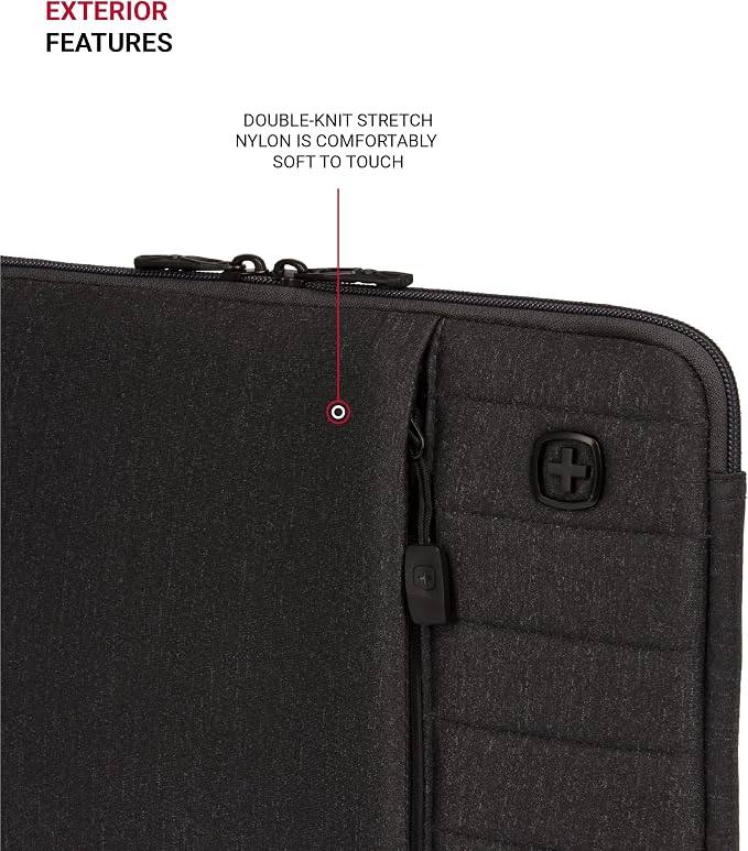 SwissGear Padded Zippered Laptop Sleeve, Micro-Twill Laptop Case with Zippered Front Compartment & Fleece Lining