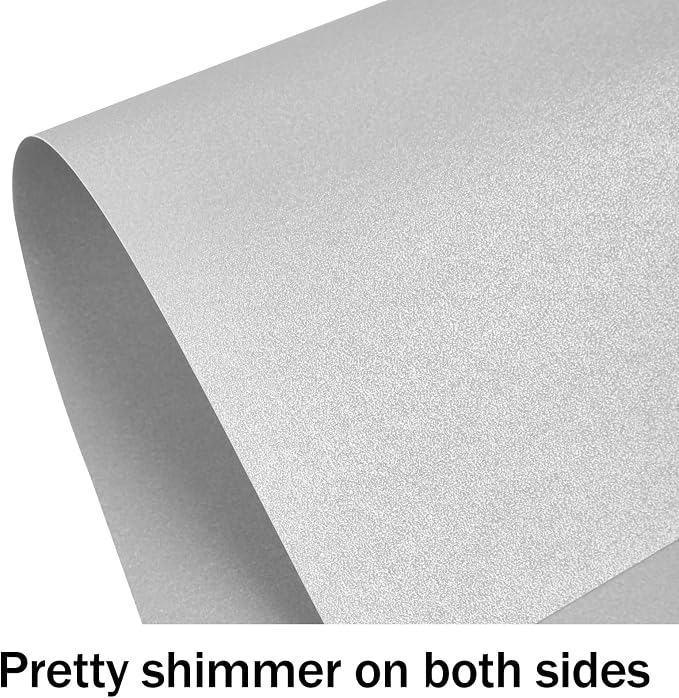 100 Sheets Silver Shimmer Cardstock 8.5 x 11 Metallic Paper | Goefun 80lb Card Stock Printer Paper for Invitations, Crafts, DIY Cards，Graduations